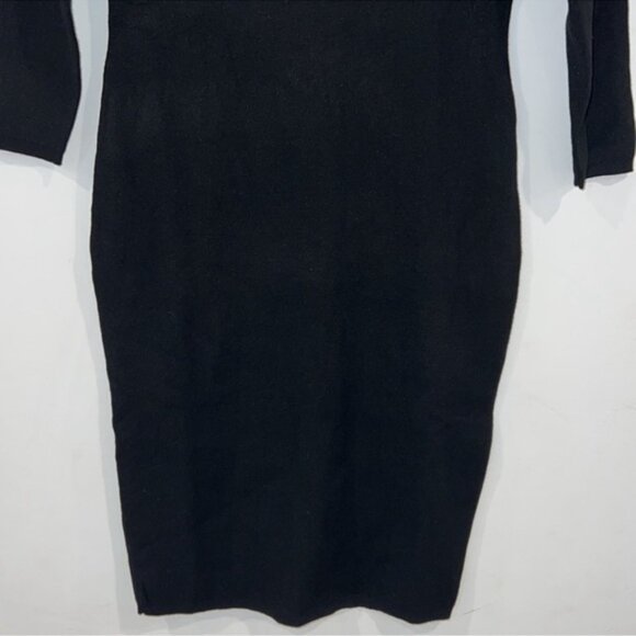 HUDSON North Black Rib Open Neck Form-fitting Midi Dress size Large - Picture 5 of 10